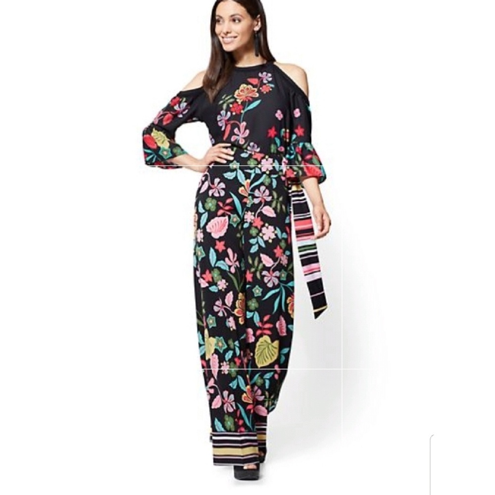 NY&C Black Floral Palazzo Pants